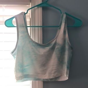 Tie dye blue and white cropped tank top